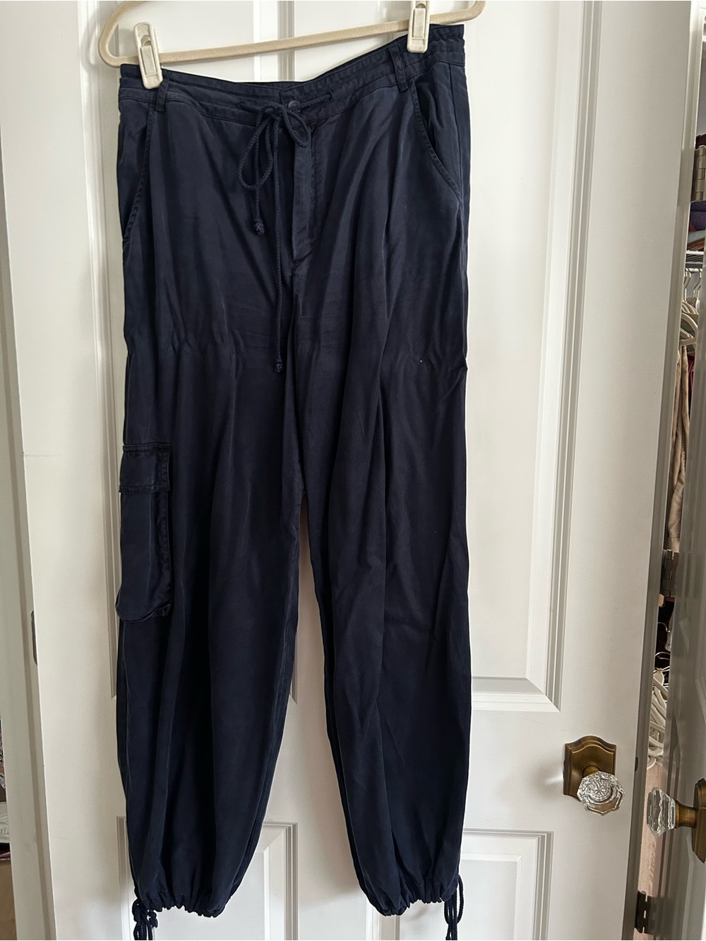 Relaxed Navy Cargo Joggers with Adjustable Drawstring Waist and Legs